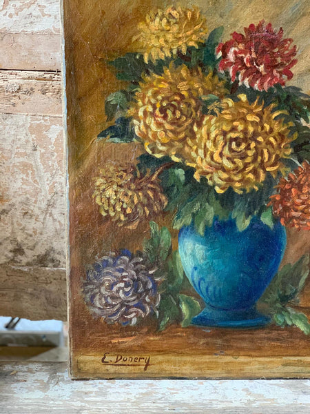 Vintage Floral Canvas on Board