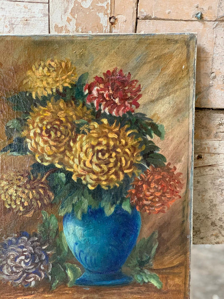 Vintage Floral Canvas on Board
