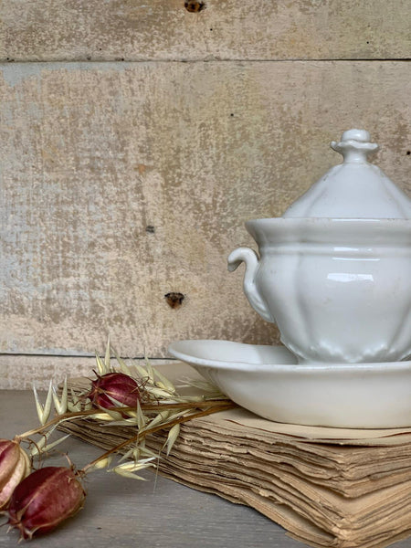 French Vintage Lidded Sauce Dish