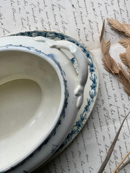 Vintage French Floral Transferware Sauce Dish