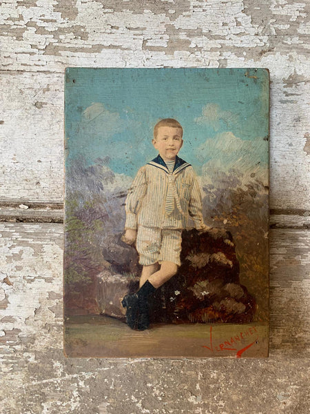 Young Boy Portrait on Board