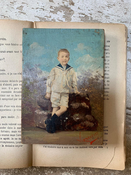 Young Boy Portrait on Board