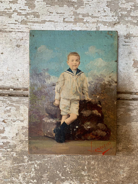 Young Boy Portrait on Board