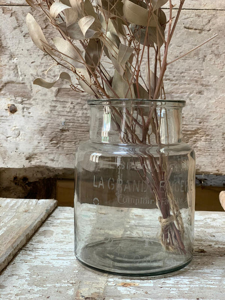 French Vintage Etched Glass Jar