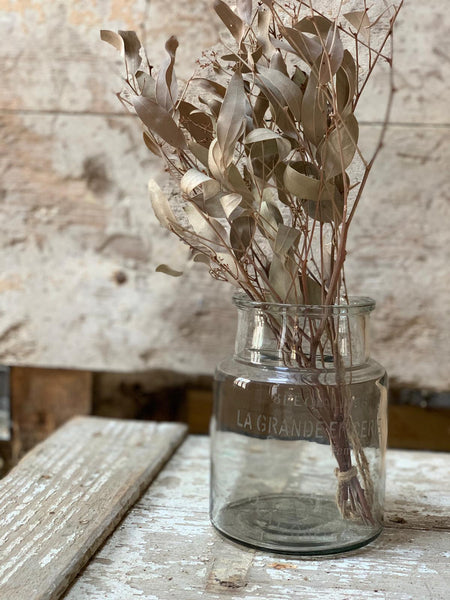 French Vintage Etched Glass Jar