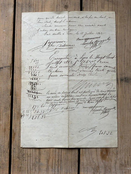 French Vintage 1862 Document