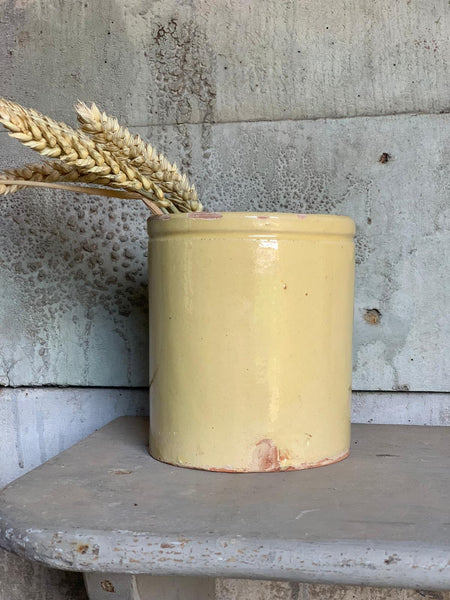 Medium Rustic French Yellow Stoneware Jar