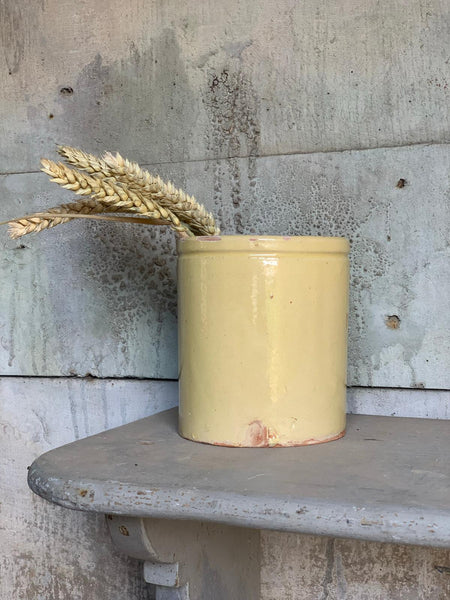 Medium Rustic French Yellow Stoneware Jar