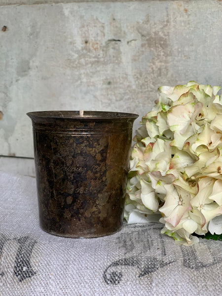 French Engraved Cup Candle in Seasalt & Woodsage