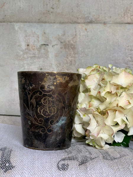 French Monogrammed Cup Candle in Seasalt & Woodsage