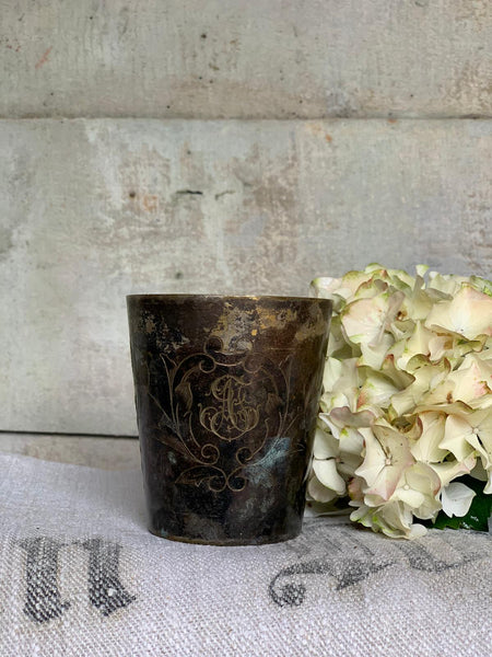 French Monogrammed Cup Candle in Seasalt & Woodsage