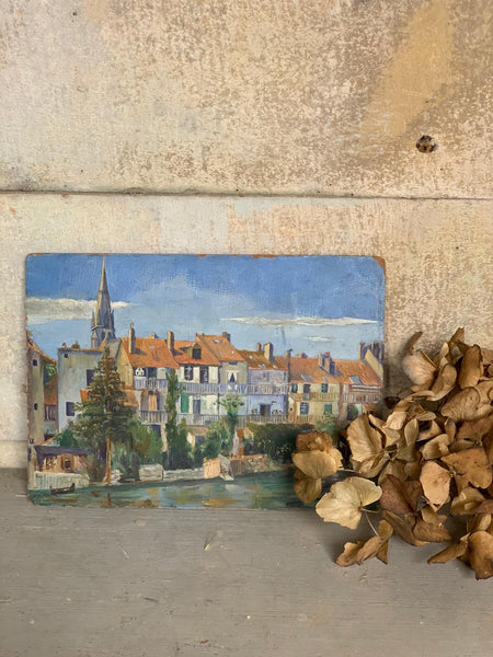 Stunning French Town Oil Painting on Board