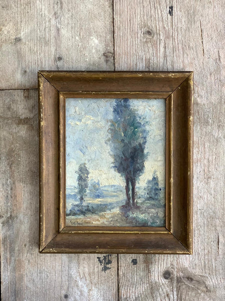 Rustic Framed French Landscape Oil (1934)