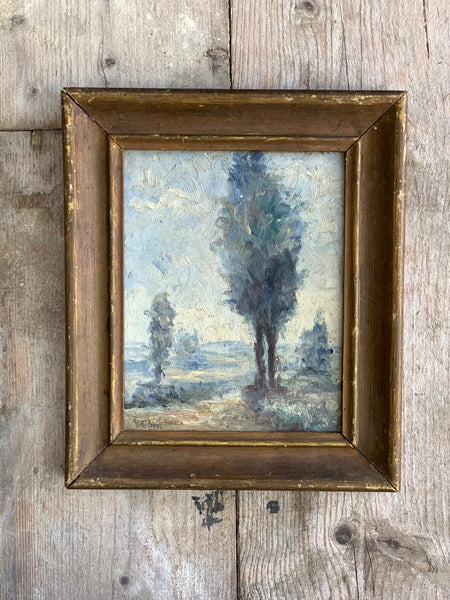 Rustic Framed French Landscape Oil (1934)