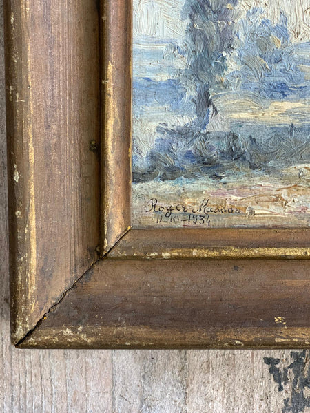 Rustic Framed French Landscape Oil (1934)