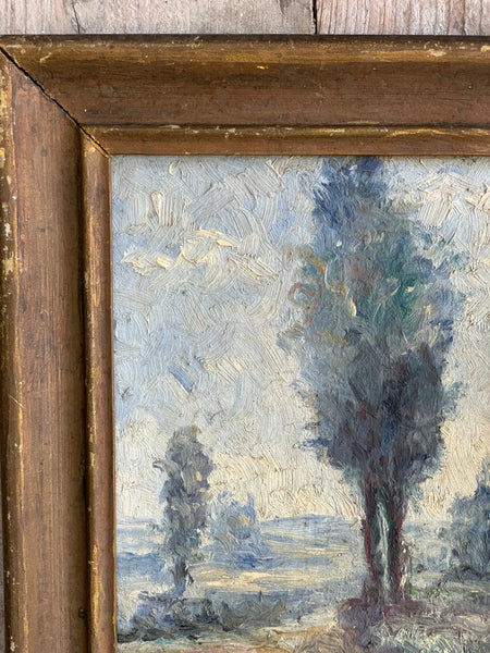 Rustic Framed French Landscape Oil (1934)