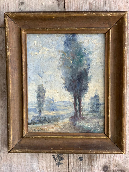 Rustic Framed French Landscape Oil (1934)