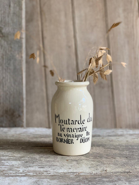 French Stoneware Moutarde de Te Meraire Mustard Jar