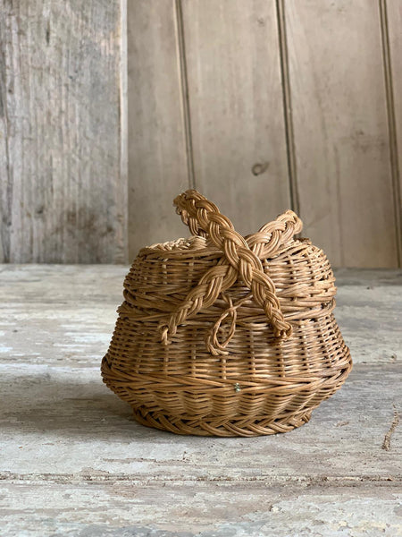 Tiny Vintage Wicker Basket with Handles