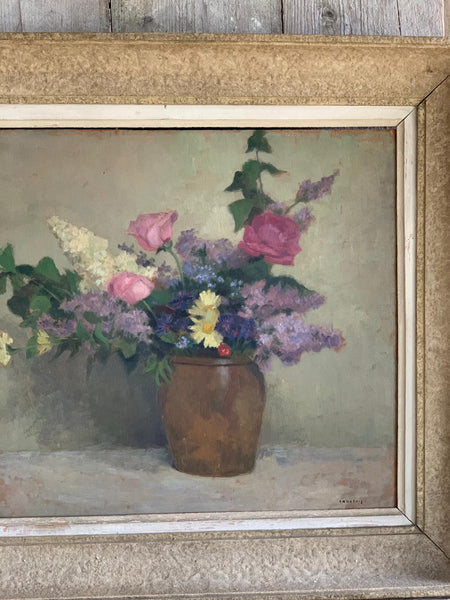 Beautiful Framed French Floral Oil