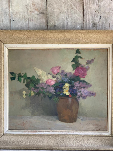 Beautiful Framed French Floral Oil