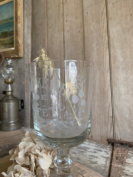 Vintage French Etched Glass