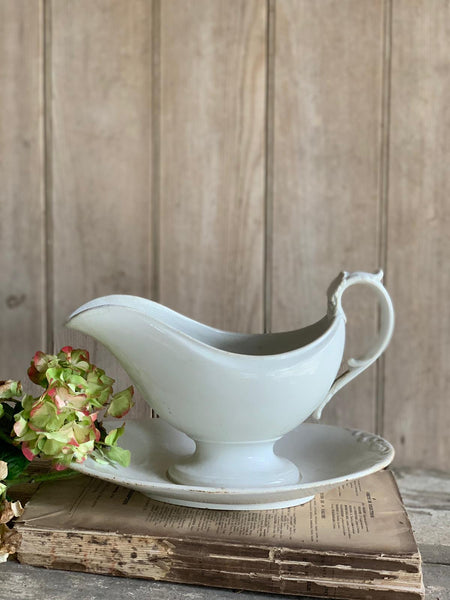 Beautiful Crisp White Vintage French Sauce Dish