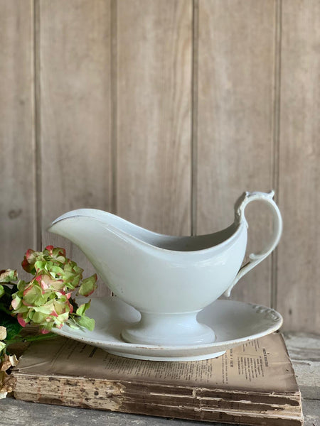 Beautiful Crisp White Vintage French Sauce Dish