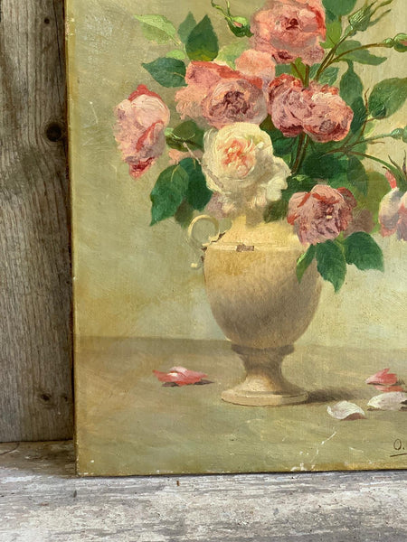 Glorious French Floral Oil Painting on Canvas (1895)