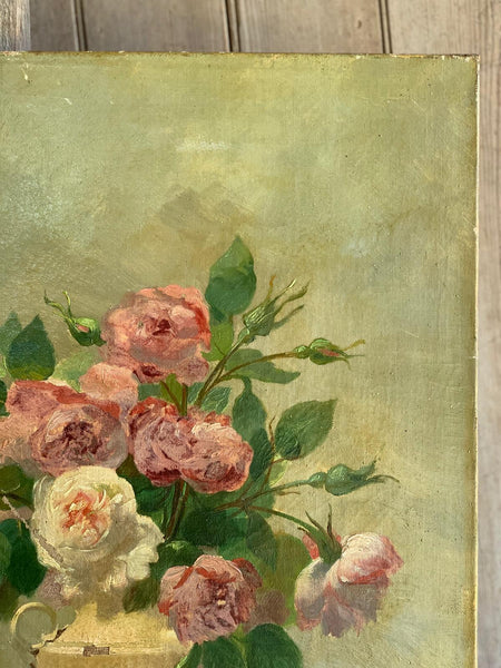 Glorious French Floral Oil Painting on Canvas (1895)