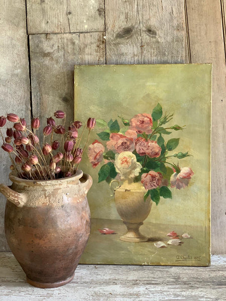 Glorious French Floral Oil Painting on Canvas (1895)