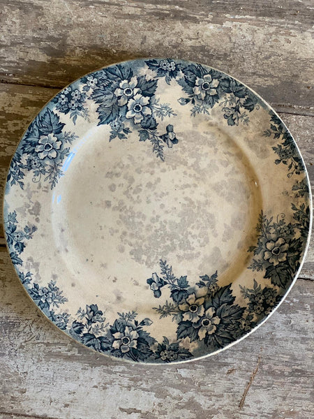 Stunning Aged Blue Floral Plate