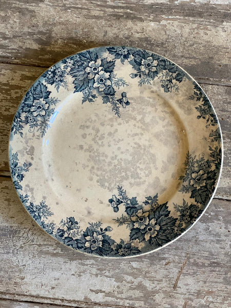 Stunning Aged Blue Floral Plate