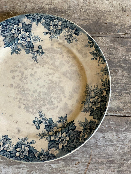 Stunning Aged Blue Floral Plate