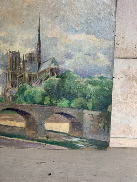 French Church Oil Painting on Board