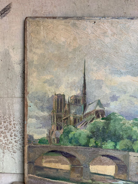 French Church Oil Painting on Board