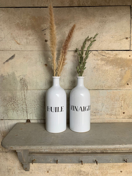 Huile and Vinaigre Stoneware Bottle