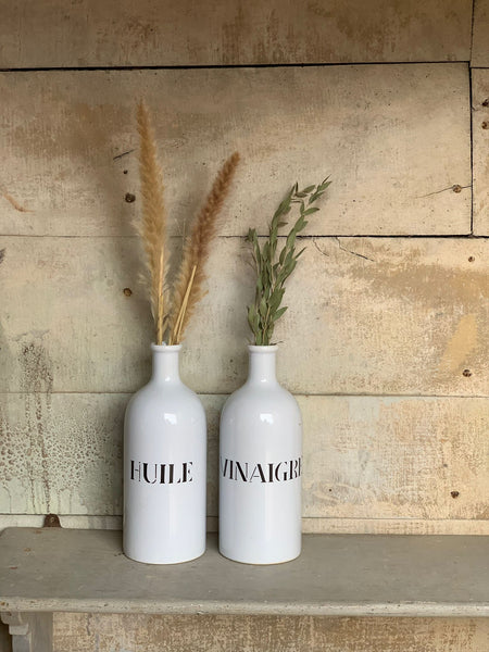 Huile and Vinaigre Stoneware Bottle