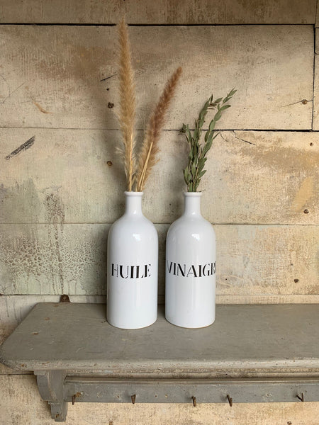 Huile and Vinaigre Stoneware Bottle