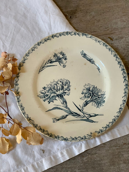 Beautiful Floral French Carnation Transfer Plate