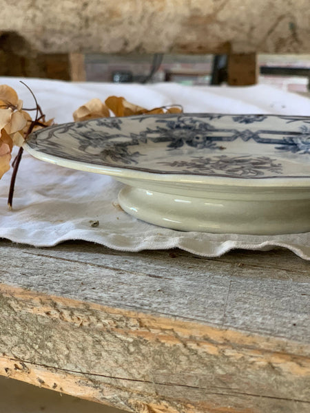 Sarreguemines French Floral Cake Stand