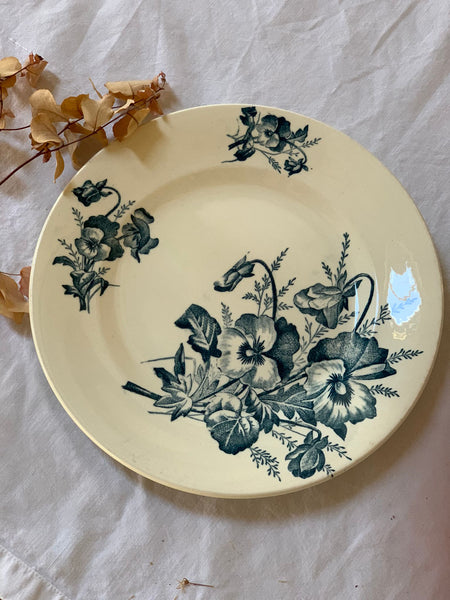 Vintage French Floral Transferware Plate