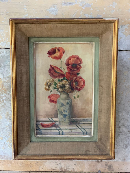 Beautiful Framed French Floral Poppy Oil