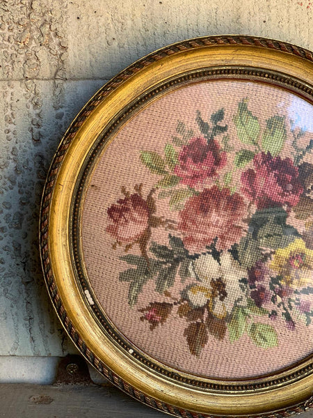 Vintage French Framed Embroidery