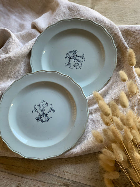 French Monogrammed Plates