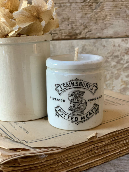 Vintage J Sainsburys Pot Candle in Sea salt and Woodsage