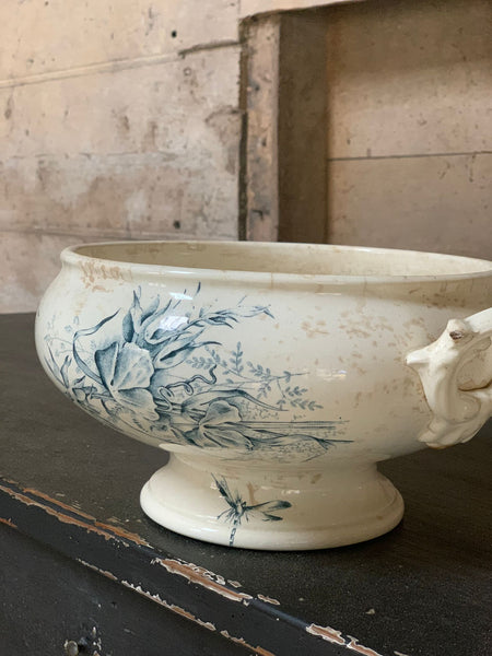 French Vintage Transferware Soupiere