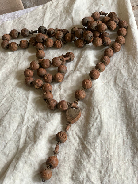 French Vintage Light Brown Rosary Beads