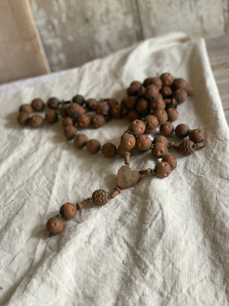 French Vintage Light Brown Rosary Beads