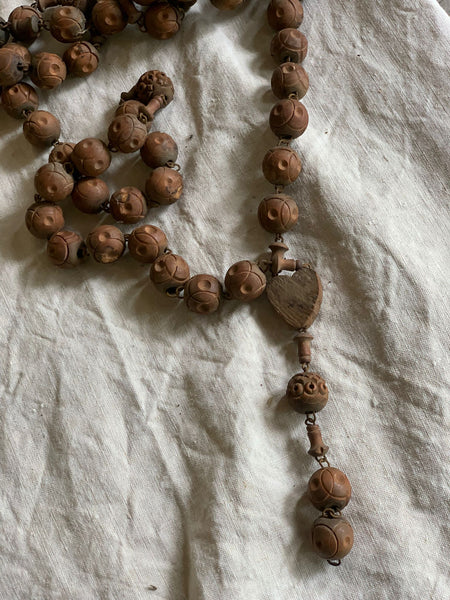 French Vintage Light Brown Rosary Beads